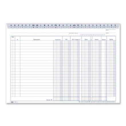 Scheda Dare/Avere/Saldo (in evidenza imponibile e IVA) con naselli A/Z - Scheda da 200 gr. - 21x29,7 cm
