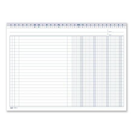 Scheda a 4 colonne con naselli a/z - cartoncino da 200 gr. bianco - 21x29,7 cm