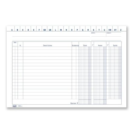 Scheda Dare/Avere/Saldo - Blu da 140 gr. - 14,8x21 cm