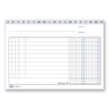 Scheda a 2 colonne con naselli a/z - cartoncino da 140 gr. bianco - 10,5x14,8 cm