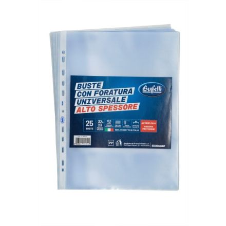 Buste a foratura universale - Polipropilene goffrato - 32x23 cm - alto spessore - conf. 25 pz.