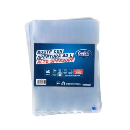 Buste a L - Polipropilene - 30x22 cm - lisce - alto spessore - conf. 50 pz.