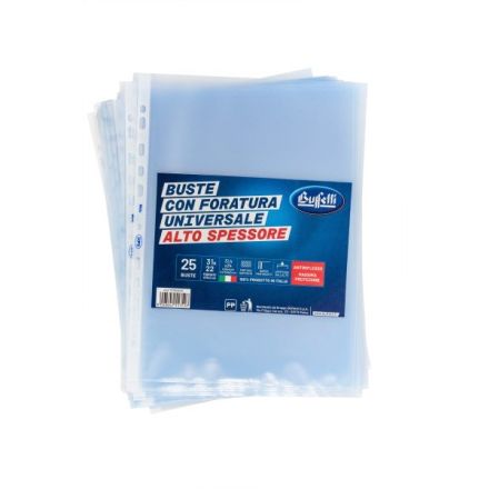 Buste a foratura universale - Polipropilene goffrato - 31x22 cm - alto spessore - conf. 25 pz.