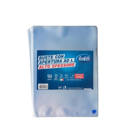 Buste a L - Polipropilene goffrato - 30x22 cm - alto spessore - conf. 50 pz.