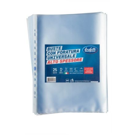 Buste a foratura universale - Polipropilene goffrato - 35x25 cm - alto spessore - conf. 25 pz.