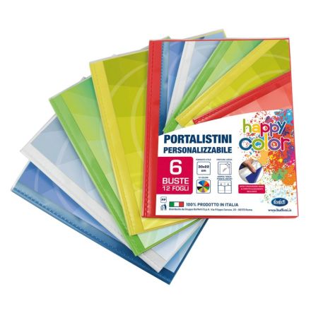 Portalistini personalizzabile Happy Color - polipropilene - 40 buste - colori assortiti