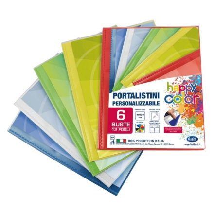 Portalistini personalizzabile Happy Color - polipropilene - 80 buste - colori assortiti