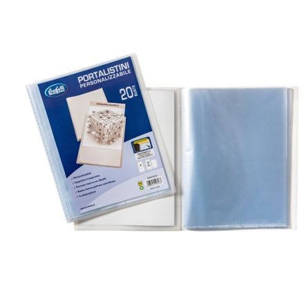 Portalistini personalizzabile - Polipropilene - 20 buste - 30x22 cm - bianco trasparente