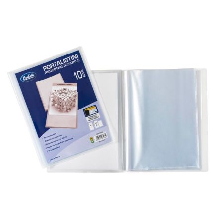 Portalistini personalizzabile - Polipropilene - 10 buste - 30x22 cm - bianco trasparente