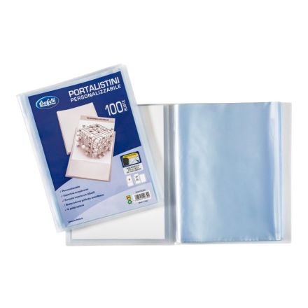Portalistini personalizzabile - Polipropilene - 100 buste - 30x22 cm - bianco trasparente