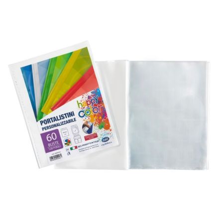 Portalistini personalizzabile Happy Color - polipropilene - 60 buste - bianco