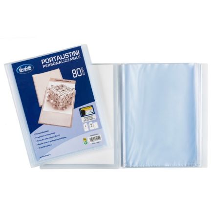 Portalistini personalizzabile - Polipropilene - 80 buste - 30x22 cm - bianco trasparente