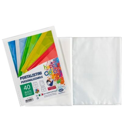 Portalistini personalizzabile Happy Color - polipropilene - 40 buste - bianco