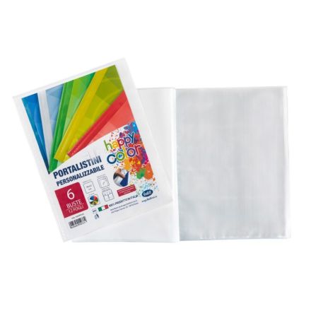 Portalistini personalizzabile Happy Color - polipropilene - 6 buste - bianco