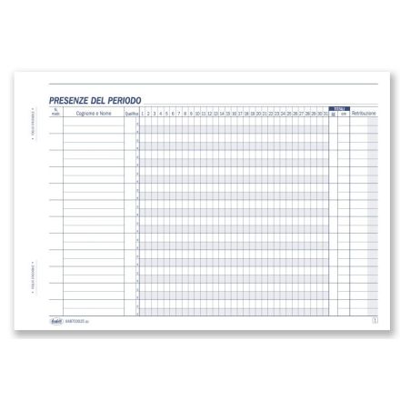 Libro presenze mensili - Blocco 25/25 fogli autoricalcante - 14,8x21,5 cm