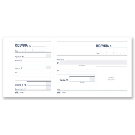 Ricevute di denaro - Blocco 100 fogli - 2 tagliandi - 10x21,5 cm