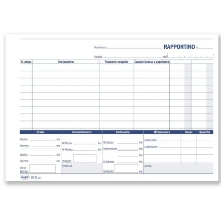 Rapportino degli autotrasportatori - Blocco 100 fogli - 14,8x21,5 cm