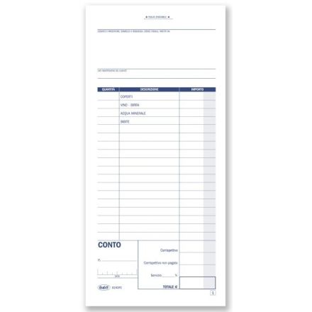 Conti pizzerie - Blocco 50/50 fogli autoricalcante - 21,5x10 cm