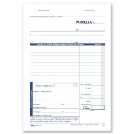 Parcelle per professionisti e Registro onorari - Blocco 50/50 fogli autoricalcanti prenumerati - 21,5x14,8 cm