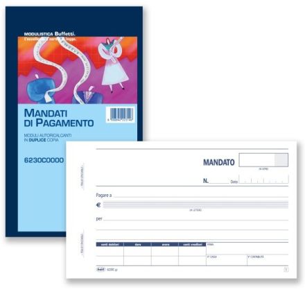 Mandati di pagamento (ordini di pagare) - Blocco 50/50 fogli autoricalcanti - 10x16,8 cm