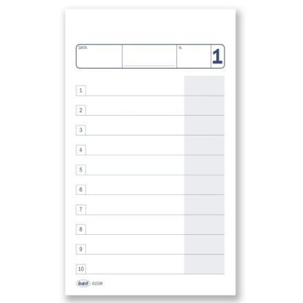 Comande a righe - Blocco 25/25 fogli autoricalcante - 16,8x10 cm