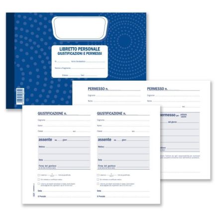 Libretto personale delle Giustificazioni e dei Permessi - Blocco 25 fogli a madre/figlia - 14,8x21,5 cm