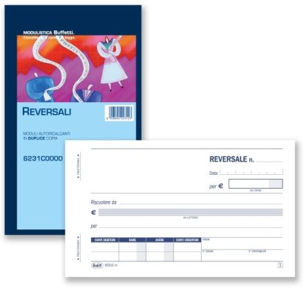 Reversali di incasso - Versamento di incasso (ordini da riscuotere) - Blocco 50/50 fogli autoricalcanti - 10x16,8 cm