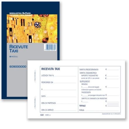 Ricevute taxi - Blocco 50 fogli - 10x16,8 cm