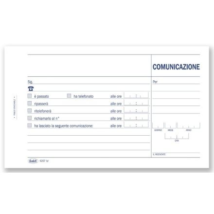 Comunicazioni telefonate ricevute - Blocco 100 fogli - 16,8x10 cm