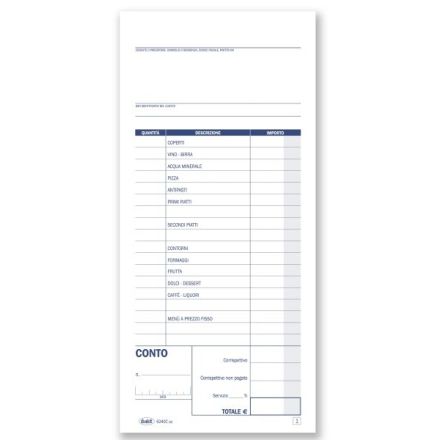 Conti ristorante - Blocco 50/50 fogli autoricalcante - 21,5x10 cm