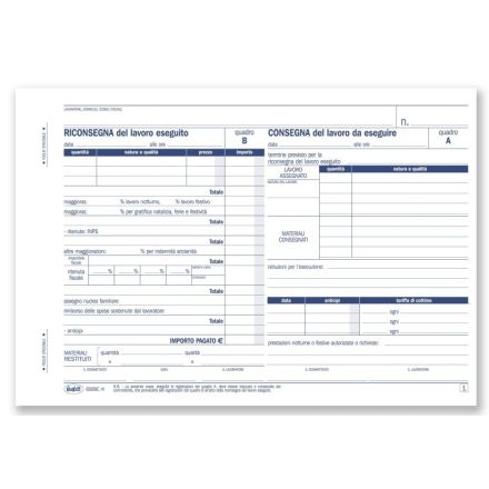 Libretto controllo lavori a domicilio (mod. ufficiale) - Blocco 25/25 fogli autoricalcante - 14,8x21,5 cm