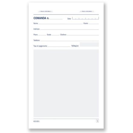 Comande per consegne a domicilio - Blocco 25/25 fogli autoricalcanti - 16,8x10 cm