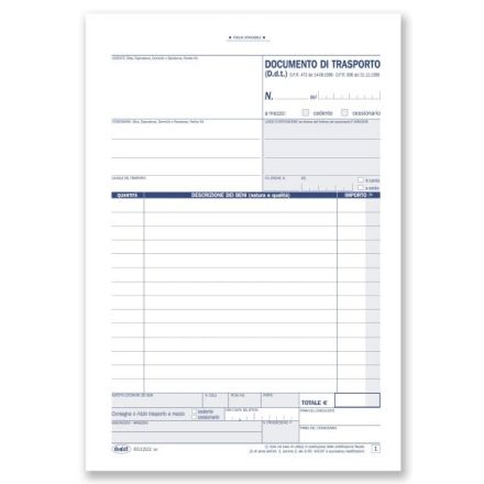 Documento di trasporto - Blocco 50/50 fogli autoricalcante - 21,5x14,8 cm