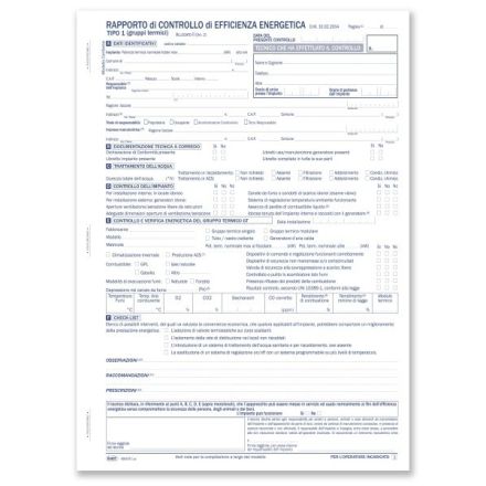 Rapporto di controllo di efficienza energetica Tipo 1 gruppi termici (Allegato II) - Blocco 33/33/33 fogli autoricalcanti - 29,7x21,5 cm