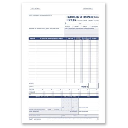 Fattura/Documento di trasporto - Blocco 33/33/33 fogli autoricalcante - 21,5x14,8 cm