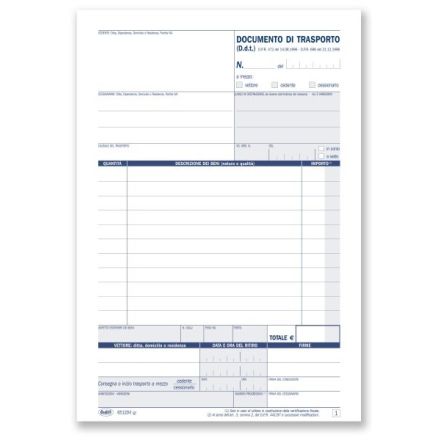 Documento di trasporto - Blocco 25/25/25/25 fogli autoricalcante - 21,5x14,8 cm