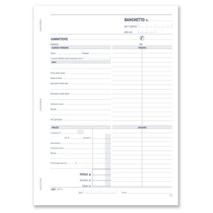 Preventivi e ordinativi per banchetti - Blocco 50/50 fogli autoricalcante - 29,7x21,5 cm