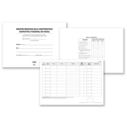 Registro Modifiche caratteristiche tecniche e funzionali dei veicoli - 32 pagine
