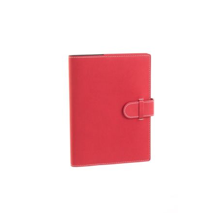 Agenda giornaliera in similpelle - blocco mobile - 2025 - 14,5x20,5 cm - linguetta di chiusura - rosso