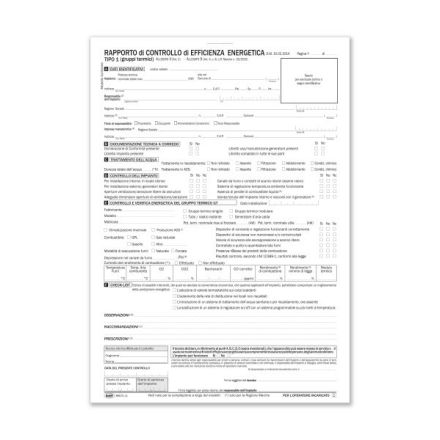 Rapporto di controllo di efficienza energetica Tipo 1 gruppi termici (Allegato II) - Snap out triplice copia autoricalcante - 31x21 cm