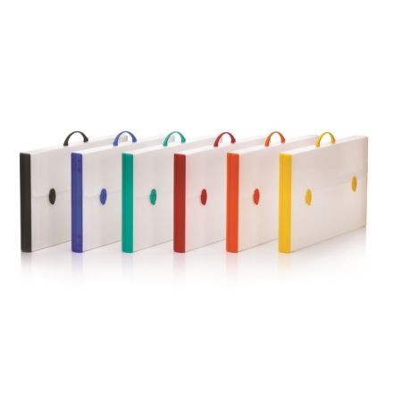 Valigetta portadisegni - polionda - dorso rigido - 37x60 cm - dorso 5 cm - bianco - accessori colori assortiti