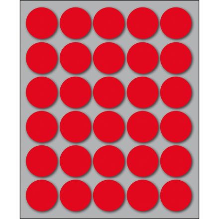 Etichette autoadesive rotonde manuali - Diam. 22 mm - Colore rosso