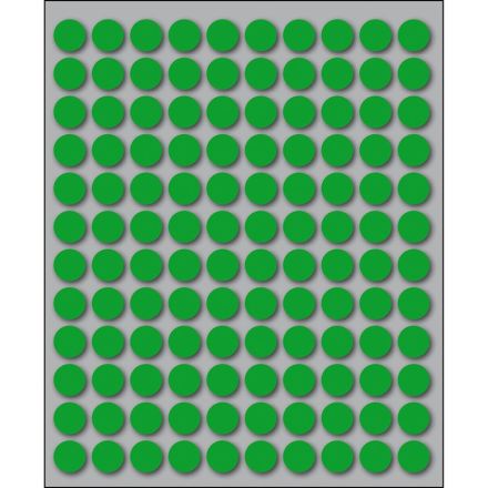 Etichette autoadesive rotonde manuali - Diam. 10 mm - Colore verde