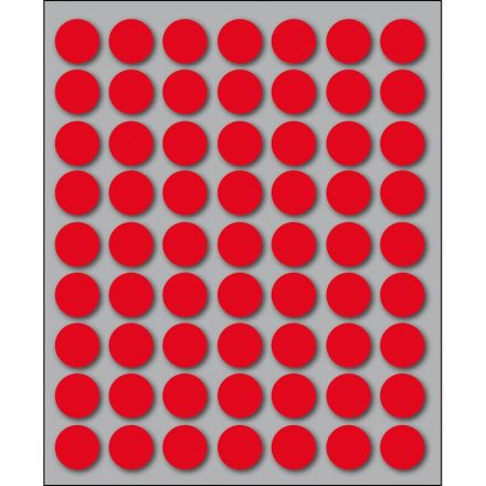Etichette autoadesive rotonde manuali - Diam. 14 mm - Colore rosso