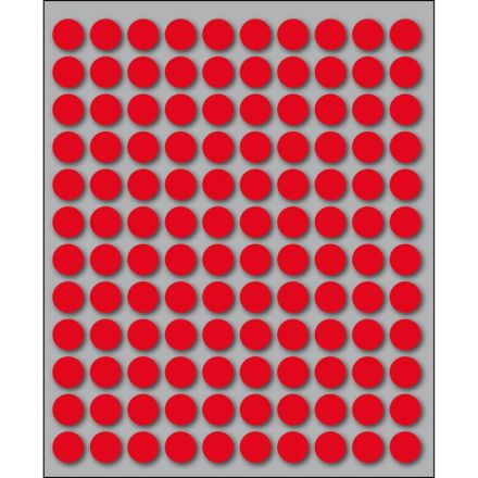 Etichette autoadesive rotonde manuali - Diam. 10 mm - Colore rosso