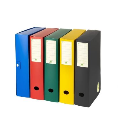 Scatola progetti pp ecologico con bottone - Dorso 8 cm - 35x25 cm - colori assortiti