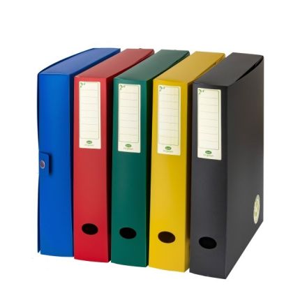 Scatola progetti pp ecologico con bottone - Dorso 6 cm - 35x25 cm - colori assortiti