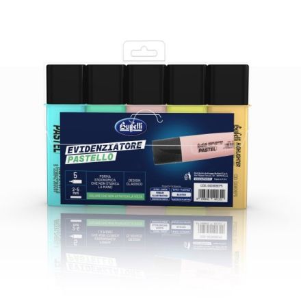 Blister 5 Evidenziatori Pastello - colori assortiti