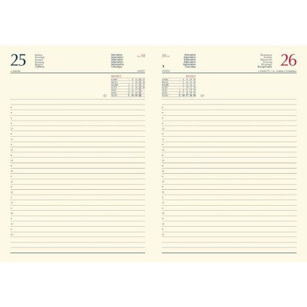 Agenda giornaliera in pelle - interno mobile - 2024 - 14,5x20,5 cm - zip di chiusura - rosso