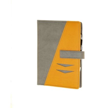 Agenda organizer ad anelli in similpelle, linguetta di chiusura - formato piccolo -senape